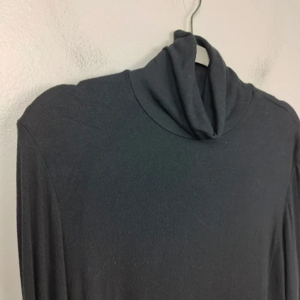 ATM Roll-Neck Ribbed Jersey T-Shirt Mens Large Black Micro Modal Layered Stretch_2